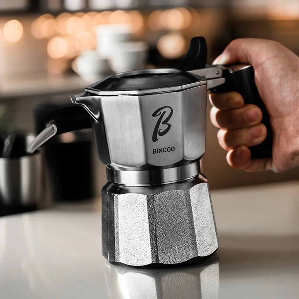 Bincoo Three-valve Moka Pot Stainless Steel Electric Pottery Pot Household Italian Espresso Coffee Pot Set Barista Accessories