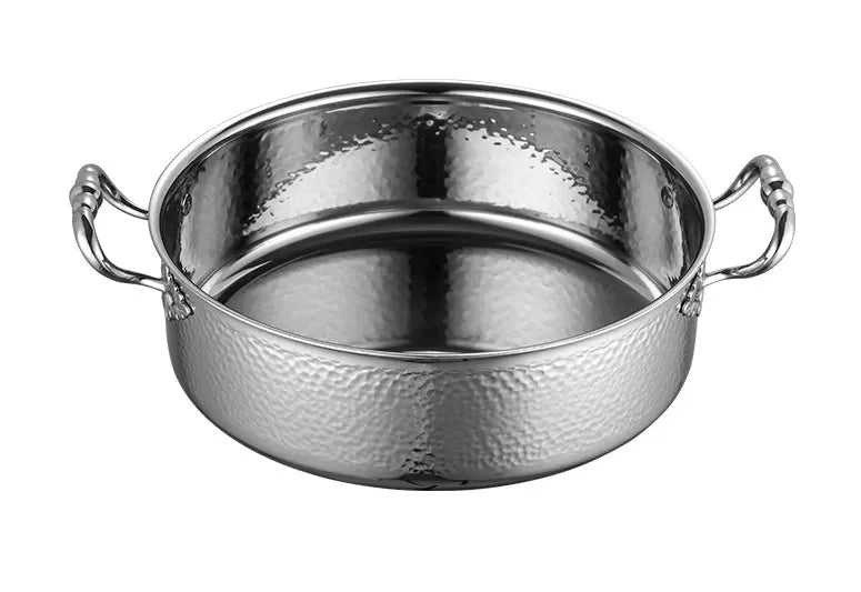 Italian manual hammer printing pot 3-layer steel clear soup pot Commercial double flavor 304 stainless steel thick hot pot