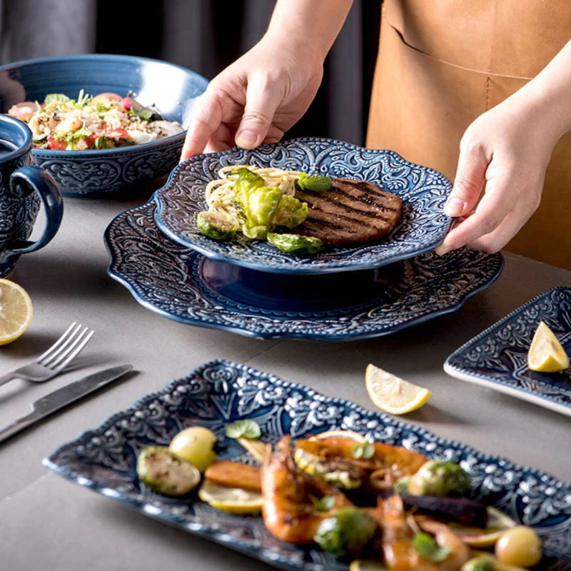 European Style Plates Creative Steak Plates Ceramic Plates Light Luxury High-end Tableware