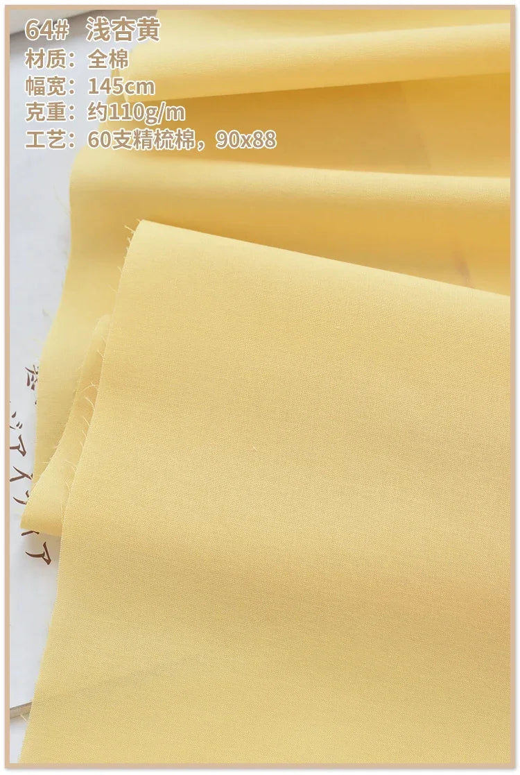 Soft Lined Cloth Fabric for Dresses and Kids' Shirts Cloth, Summer Cotton High-Count Thin 60s, 140x50cm