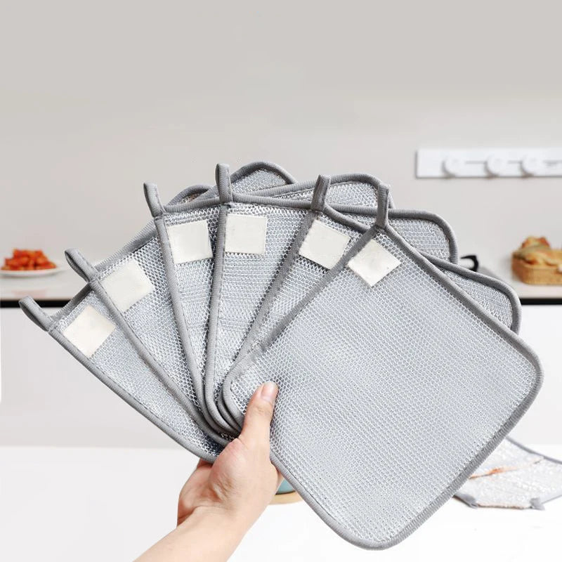 New Non Scratch Wire Dishwashing Cloth Three Layer Enlarged Cloth Multi Functional Kitchen Thickened No Greasy Dishwashing Cloth
