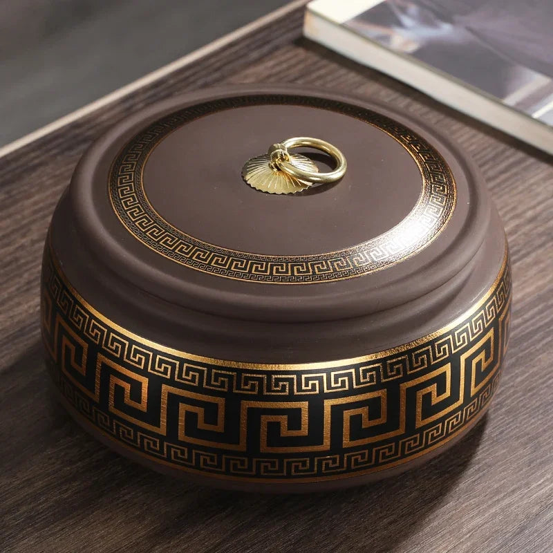 Purple Clay Tea Caddy Ceramic Large Airtight Pot Universal Half Catty Black Green Pu'er Tea Pot Household Storage Tank