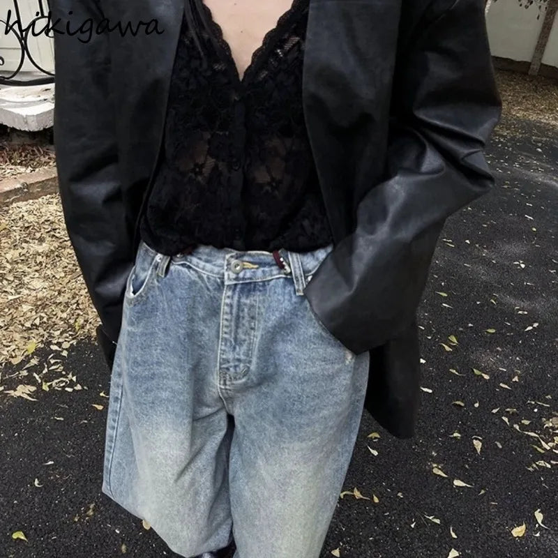 Long Sleeve Lace Blouses Women Clothing 2025 Blusas Mujer De Moda Hollow Out Sexy Tops See Through Fashion Summer White Shirts