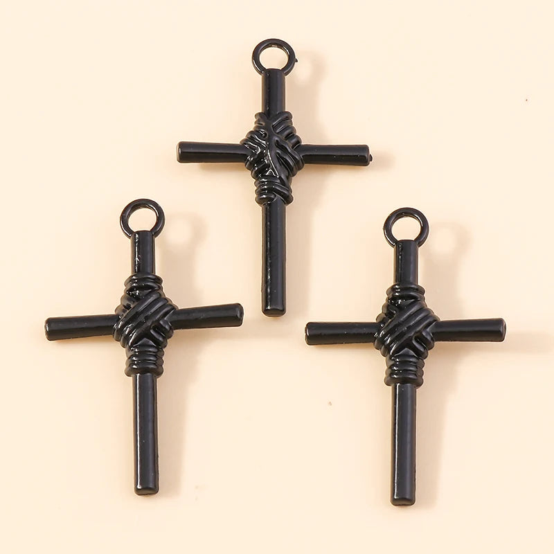 10pcs Steampunk  Crosses Charms for Jewelry Making Black Color Rose Cross Charms Pendant Necklace Keychain Diy Jewelry Findings