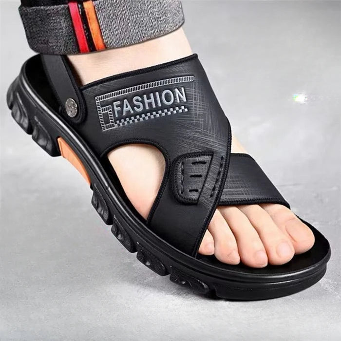 Male Shoe Slippers Genuine Leather Outdoor Trekking Hiking Beach Open Flat Men's Sandal Ankle Wrap Indoor New Arrival Number 41
