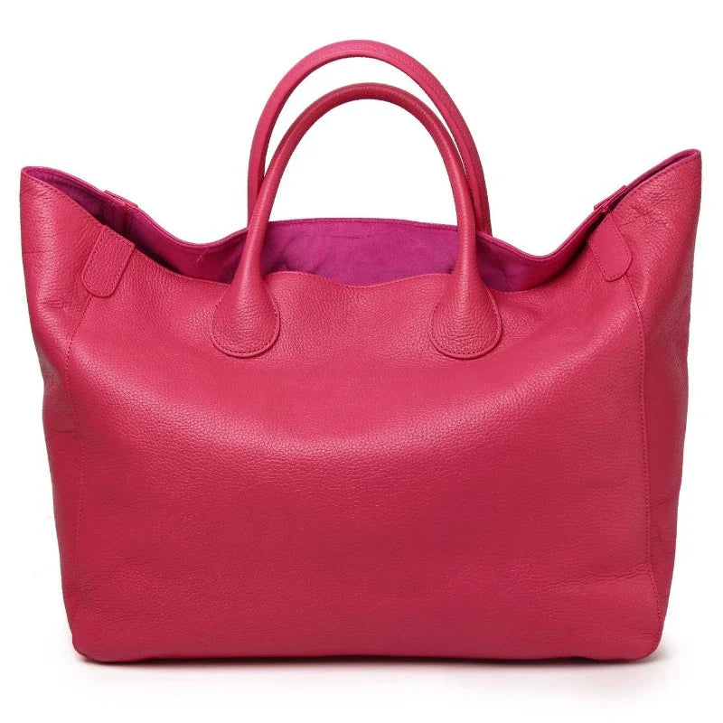 Free Custom Name Tote Bag Women High Quality Soft Comfortable Genuine Leather Minimalist Casual Large Capacity 41cm Big Handbag