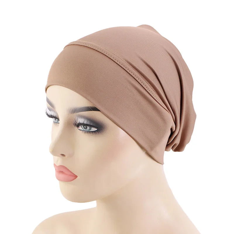 New Women Muslim Inner Hijab Caps Islamic Undercap Bonnet Stretch Headband Turban chemo hat Instant Head Wrap Turbante Mujer