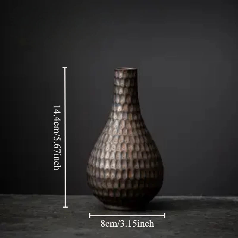 Gilt Vintage Ceramic Vase Home Decor Mini Flower Pot Hydroponic Small Vase Dried Flower Vase Decor Garden Tea Ceremony Ornaments