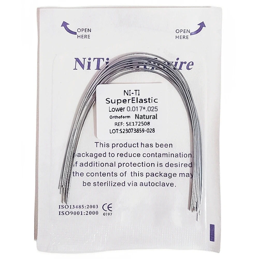 10pcs Dental Orthodontic Arch Wires Niti Archwires Natural/Ovoid Form Round/Rectangular Shape Upper Lower for Braces