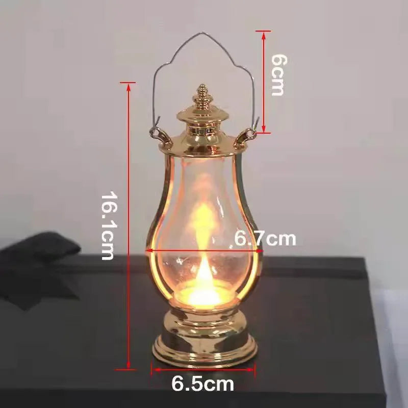 Led Retro Small Oil Lamp Portable Wind Light Kettle Electronic Candle Lamps Bedroom Living Room Decoration Kerosene Lights