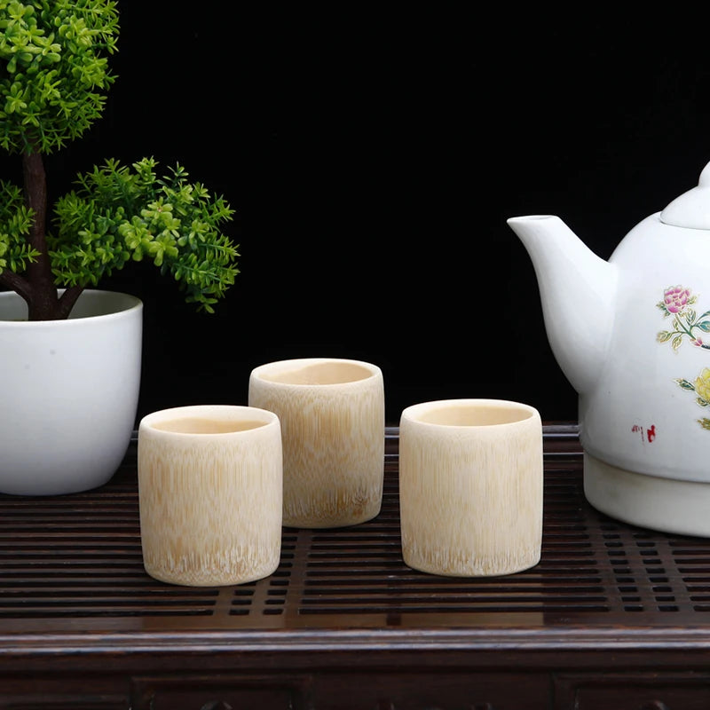 1PCS Natural Bamboo Teacup Chinese Wooden Water Cup Japanese Sake Cup Tea Beer Coffee Juice Drinking Mug Handmade