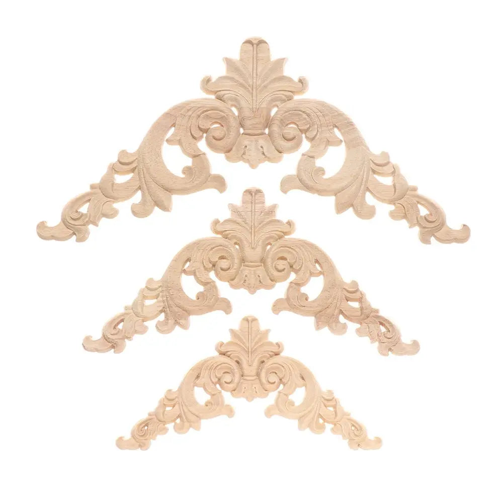 Furniture Parts Unique Natural Floral Wood Carved Corner Appliques Frame wooden Figurines Crafts Woodcarving Decorative