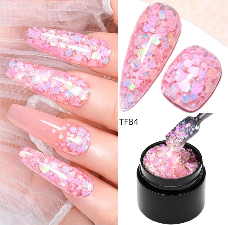 MEET ACROSS 5ML Blue Dried Flower Gel Nail Polish Natural Flower Fairy Nail Art Soak Off UV LED Painting Gel Varnish For Nails