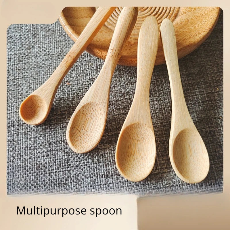 5Pcs Ice Cream Spoon Mini Easy Clean Wear-resistant Natural bamboo Wooden  Honey Children's Spoon Yogurt Spoon for Kitchen