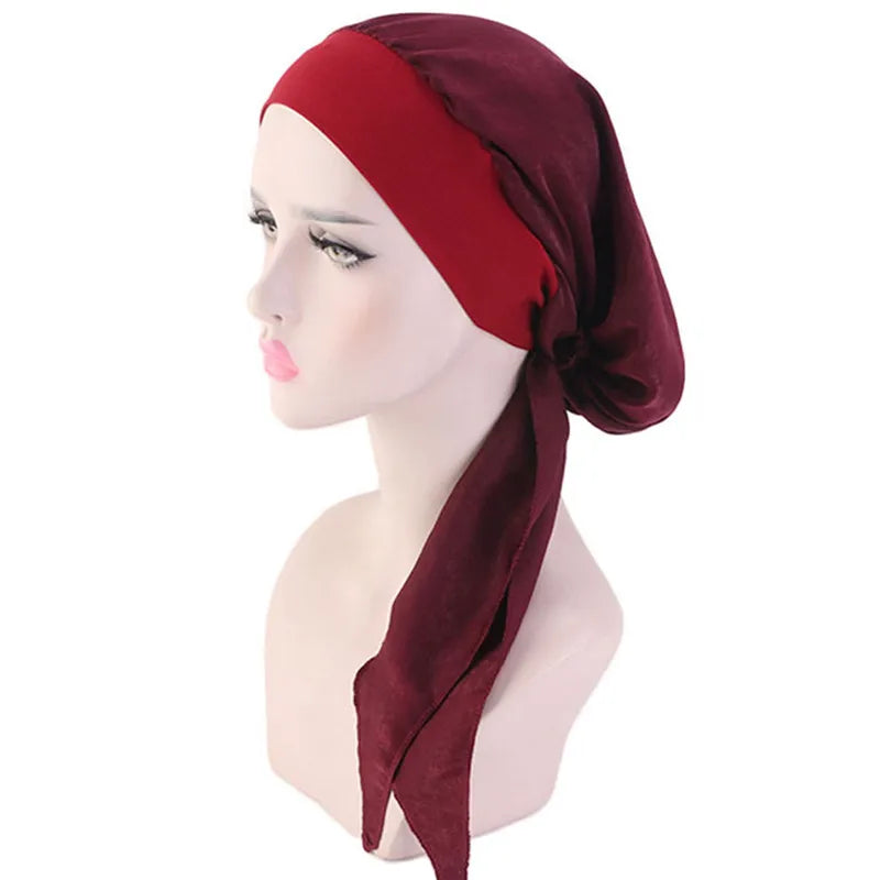 Lady Women Hat Chemo Cap Muslim Braid Head Scarf Turban Head Wrap Cover Ramadan Hair Loss Islamic Headwear Arab Fashion