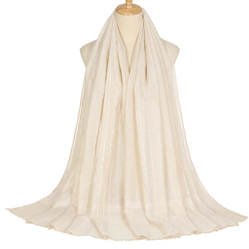 Plain Lurex Glitter Sequin Striped 100% Polyester Fringe Shawl Scarf Lady High Quality Wrap Pashmina Stole Bufandas Muslim Hijab