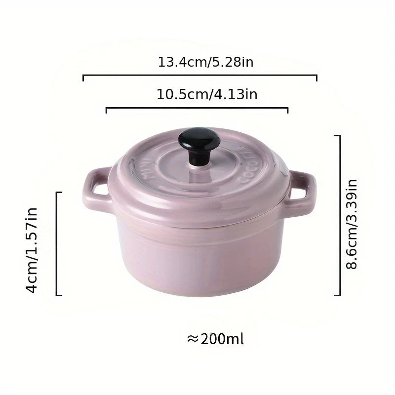 Ceramic covered bowl, mini double ear bowl, 6.5oz-200ml yogurt, steamed egg, and Shufulei small bowl