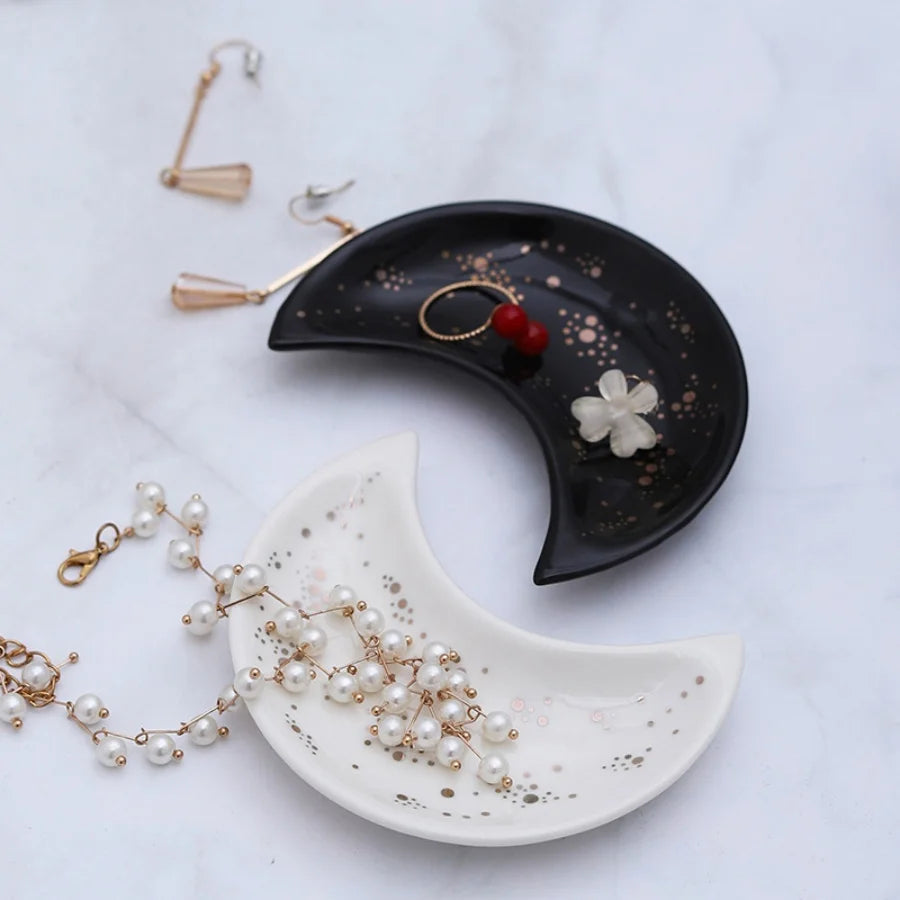 1pc ceramic moon jewelry dish Middle East Arab Ramadan Eid al Fitr storage dish multifunctional dish home decoration ornament