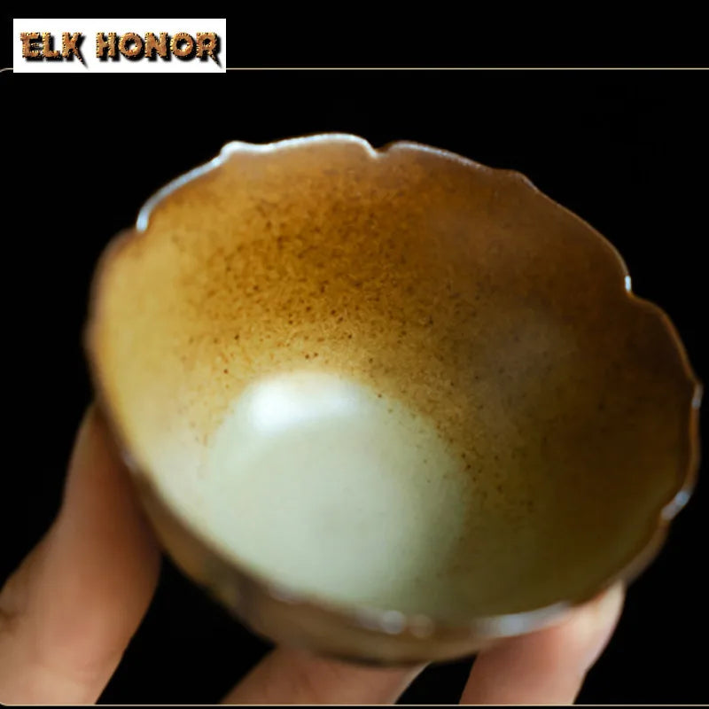 45ml Ancient Kilns Change Ceramic Tea Bowl Pure Hand-painted Blue Bamboo Petals Tea Cup Ladies' Master Cup Chazhan Tea Set Gift