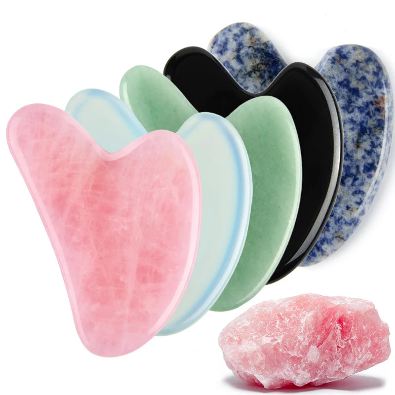 Natural Rose Jade Gua Sha Gouache Scraper Massager for Face Body Facial Skin Lifting Wrinkle Remove Beauty SPA Care Tools