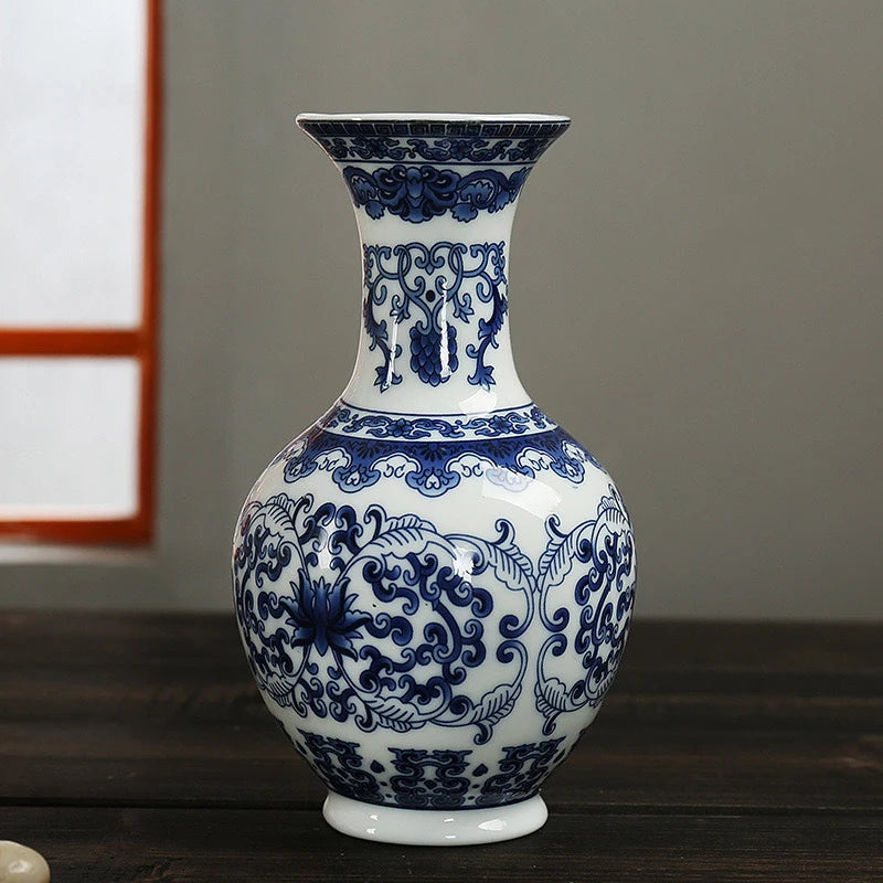 Ceramic Vase Antique Blue And White Porcelain Flower Container Home Living Room Decor Small Vase Wall Hanging Crafts Ornaments