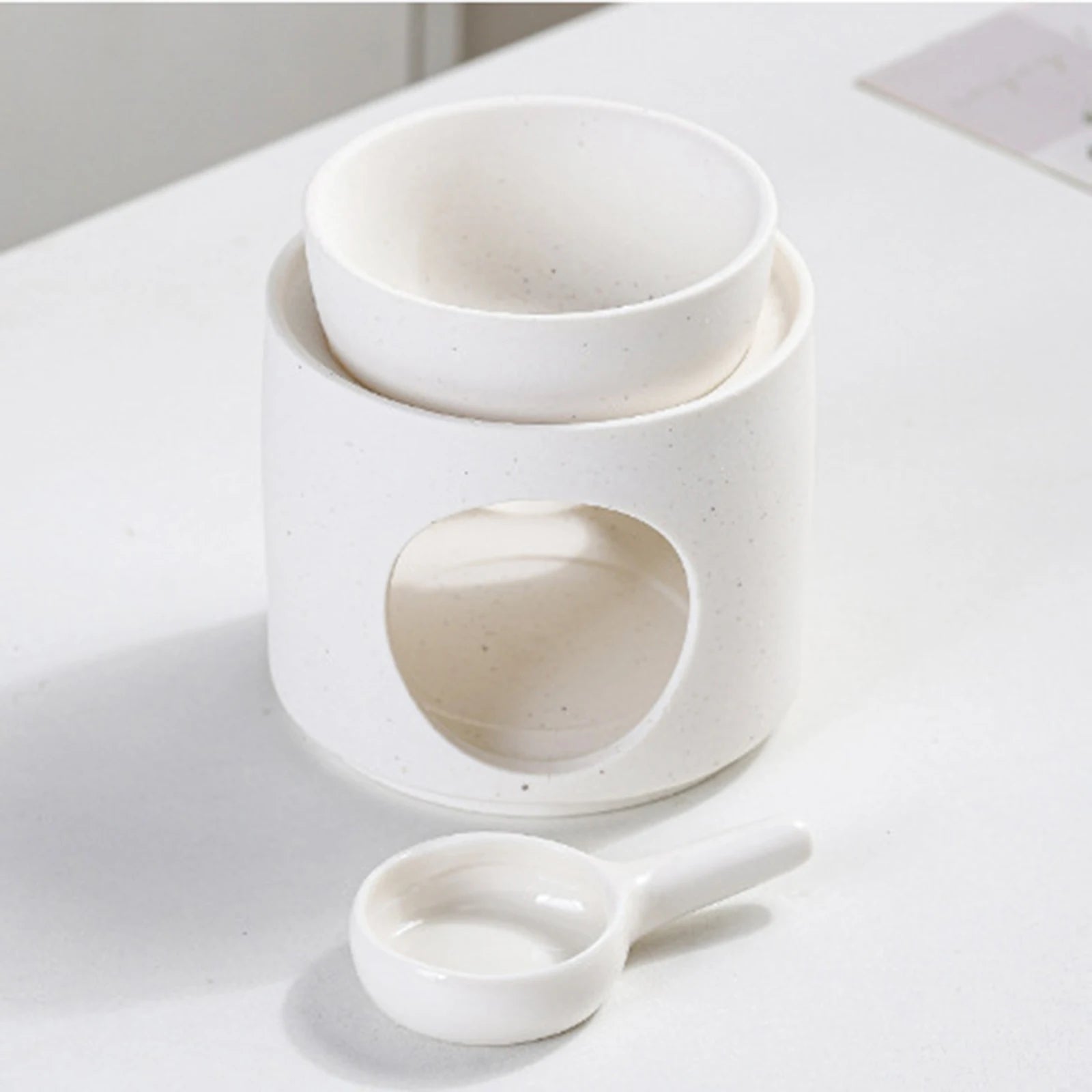 Ceramic Essential Oil Burner Incense Burner Holder Multifunctional Candlestick Tealight Candle Holder Home Office Bedroom Decor