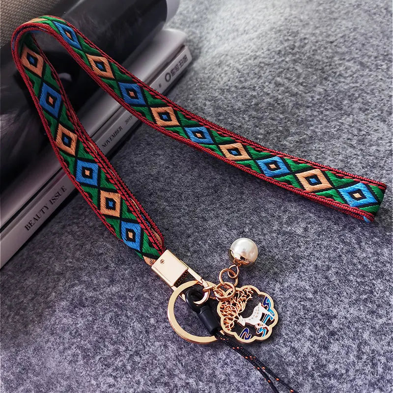 Cell Phone Lanyard Retro Neck Lanyard Strap Mobile Phone Anti-lost Rope Detachable Pendant Compatible Key Chain Work Card U Disk