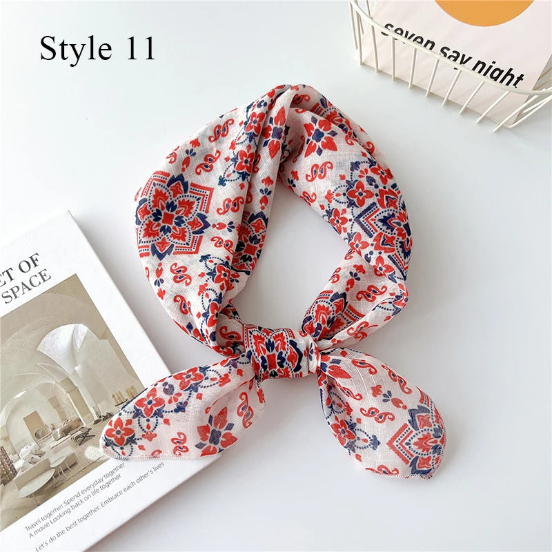 Fashion Cotton Linen Shawl Square Scarf for women sweet Cherry Print Hijabs Ladies Wraps summer sunscreen Bandanas Head scarf