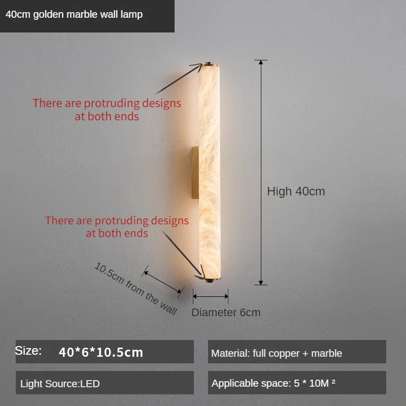 2025 Full Copper Spanish Natural Snowflake Marble LED Wall Lamp Modern Light Luxury Living Room Bedroom Bedside Balcony Lighting