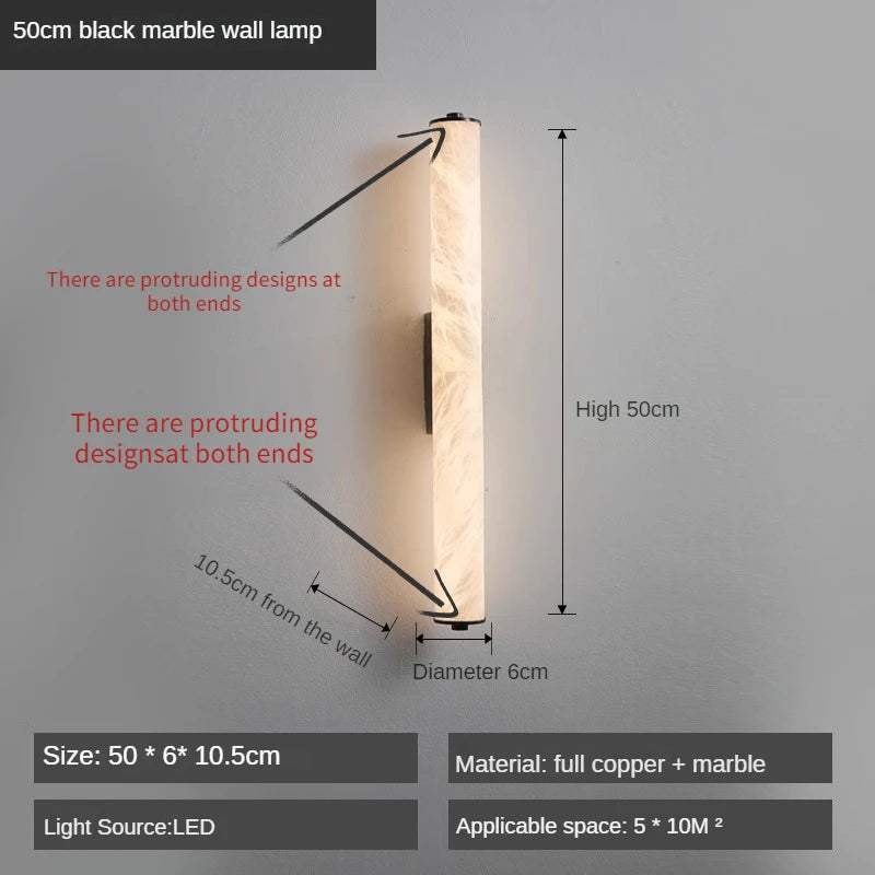 2025 Full Copper Spanish Natural Snowflake Marble LED Wall Lamp Modern Light Luxury Living Room Bedroom Bedside Balcony Lighting