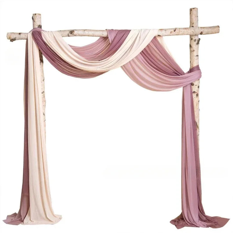 600CM Pearl Chiffon Veil Wedding Decoration Cloth Curtain European Wrinkle Free Cloth Curtain Holiday Party Decoration