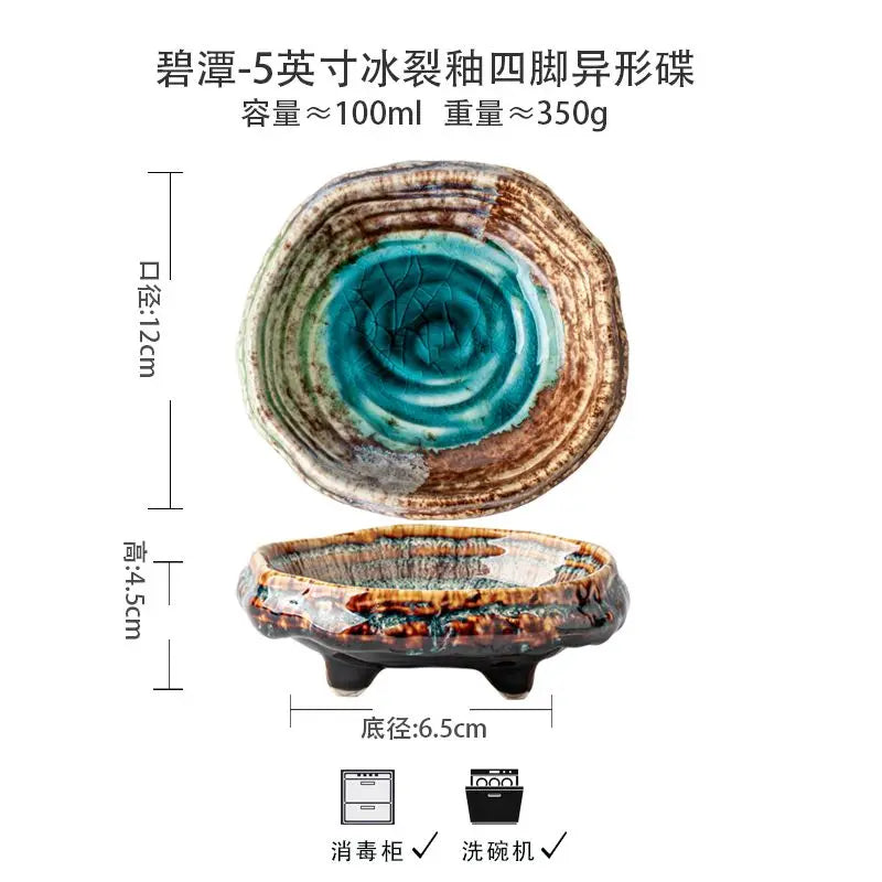 Delicate Dishes Small Dish Shaped High Foot Ceramic Dessert Snack Dish Hot Pot Restaurant Seasoning Dish