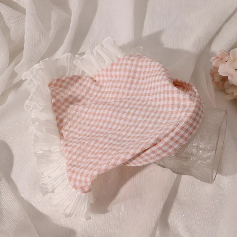 Red Woven Plaid Lace Hair Scarf Wraps Women Retro Triangle Headscarf Hat Travel Photo Headband Girl Hair Accessories