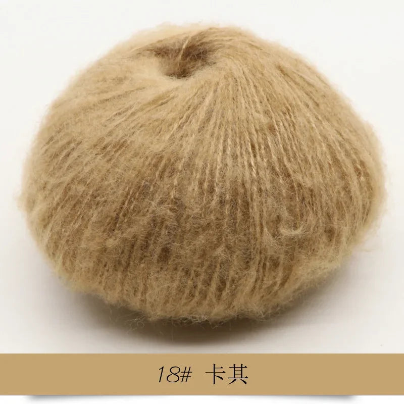 25g Worsted Natural Soft Silk Fine Wool Mohair Yarn Skein Baby Organic Crochet Hand Knitting Sewing Thread Scarf Shawl