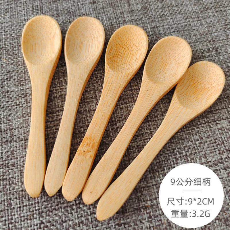 5Pcs Ice Cream Spoon Mini Easy Clean Wear-resistant Natural bamboo Wooden  Honey Children's Spoon Yogurt Spoon for Kitchen