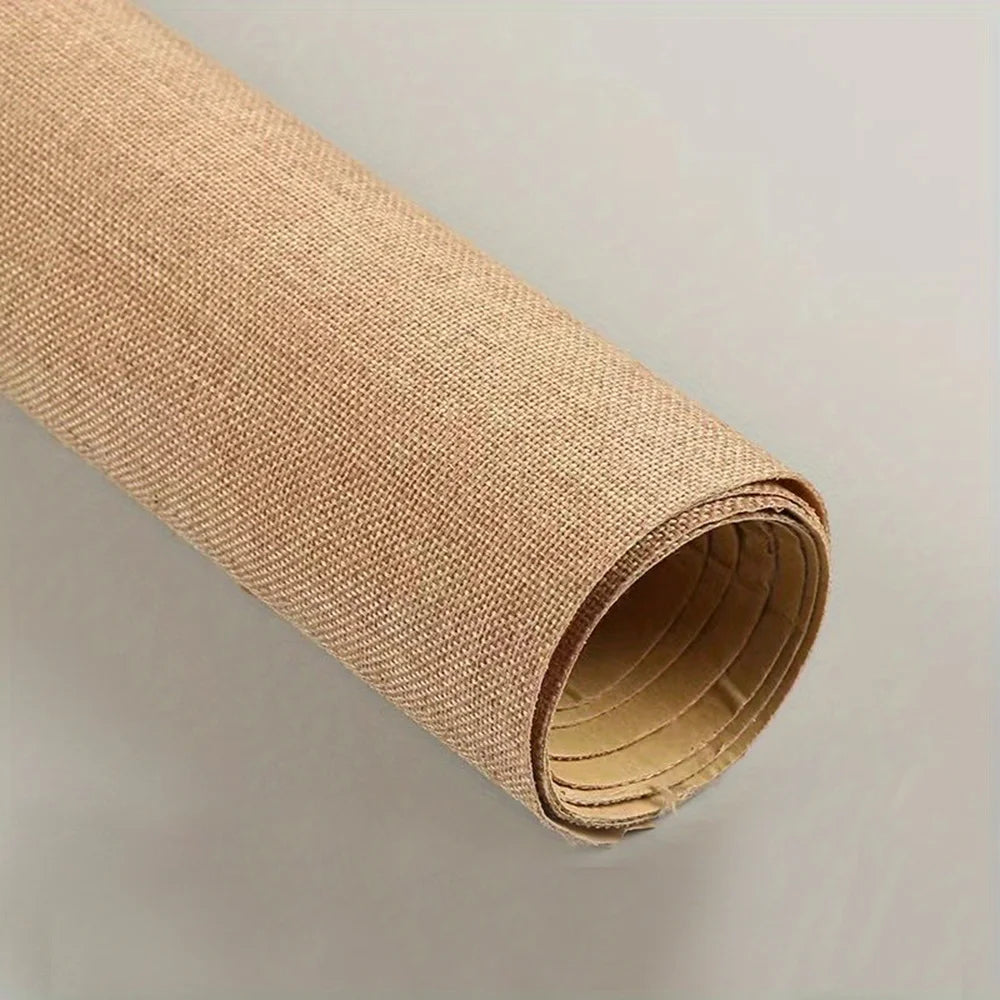 19.68x58.26 inches Self-Adhesive Linen Fabric Roll, DIY Craft & Decorative Burlap Cloth for Hand Wash Only