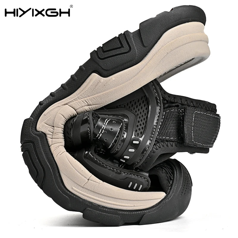 New Men Outdoor Genuine Leather Sandals High-quality Summer Non-slip Beach Sneakers Fashion Breathable Walking Soft Bottom Shoes