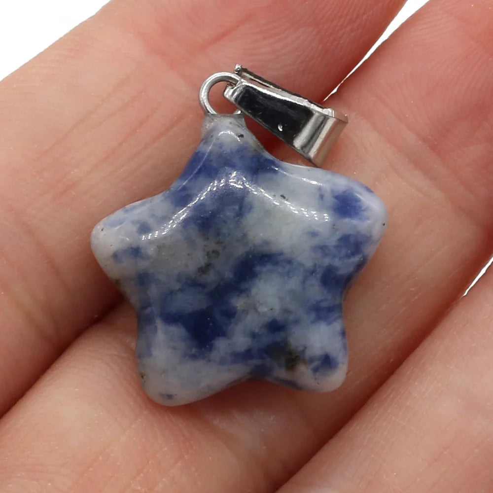 Natural Stone Pendant Rose Quartzs Agate Unakite Pentagram Shape Charms For Making DIY Jewelry Necklace Bracelet Size 20x20mm