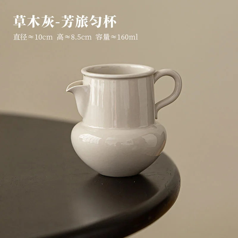 160ml Retro Grass Wood Grey Anti Scalding Tea Pitcher with Handle Zen Fair Cup Cha Hai Justice Cup Coffee Mug Drinkware Supplies