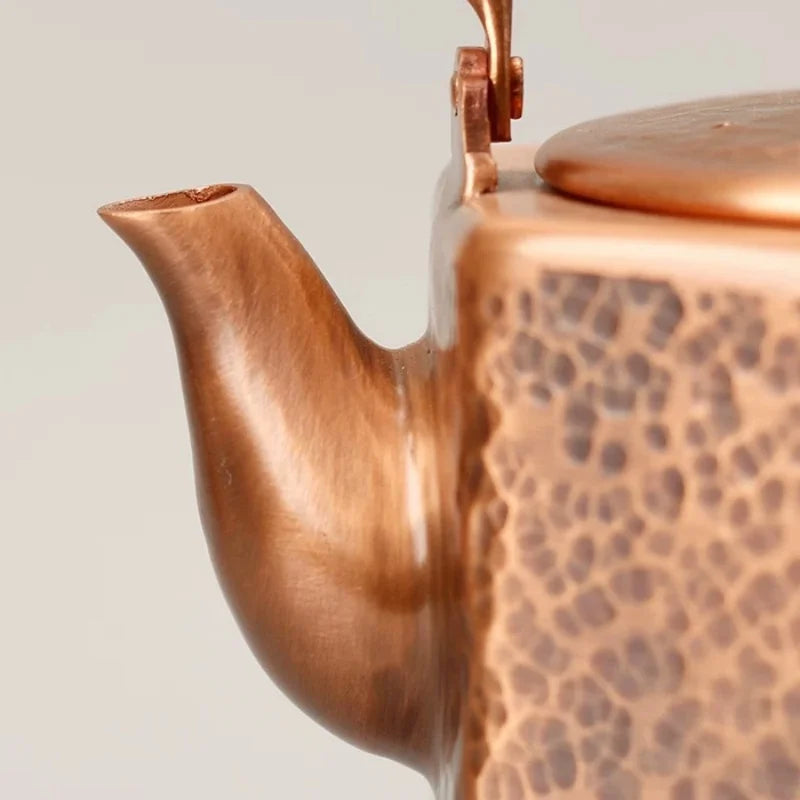 Pure Copper Coffee Pot,Retro Creative Hexagon Teaware 1000 ml Milk Tea Filter Weave Heat Carry By Hand Kettle,Handcrafted Teapot