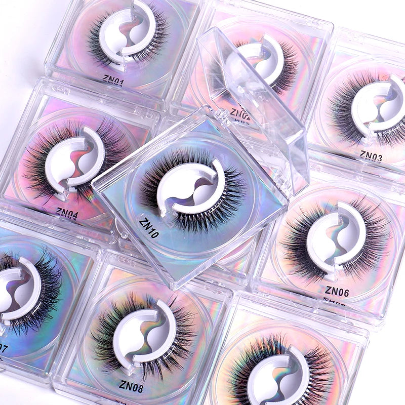 1Pair Reusable Self-Adhesive False Eyelashes Natural Multiple reversible glue-free self-adhesive pairs of false eyelashes Hot