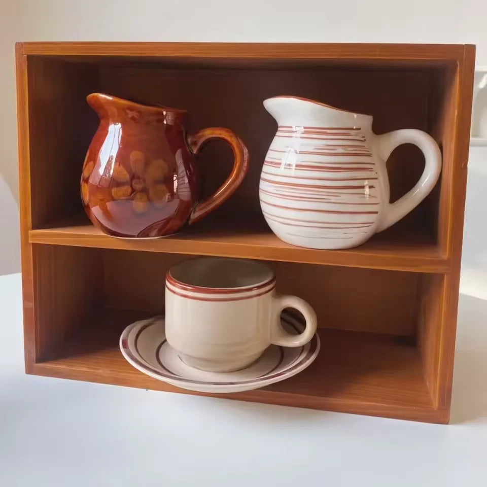 New Vintage Ceramic Creamer with Handle Cream Jug Gravy Boat Coffee Milk Pitcher Dipping Sauce Jug Milk Pourer Syrup Dispenser