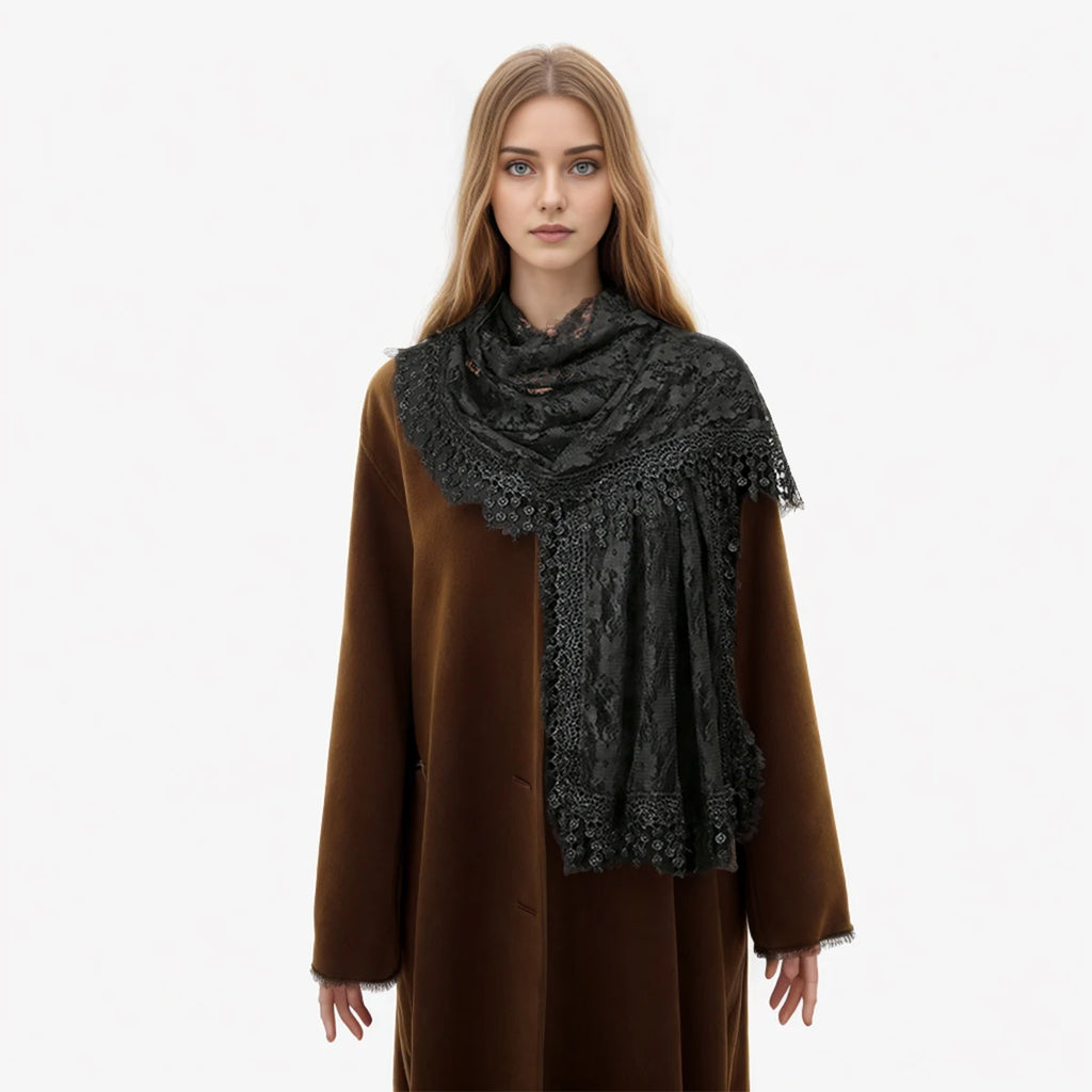 Solid Embroidered Lace Printed Scarf Muslim Hijiabs Fringed 5cm New Style Prayer Shawl 2024 188*55cm