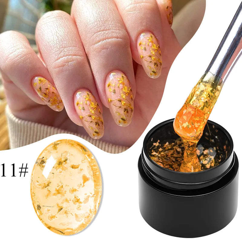 MEET ACROSS 5ML Blue Dried Flower Gel Nail Polish Natural Flower Fairy Nail Art Soak Off UV LED Painting Gel Varnish For Nails