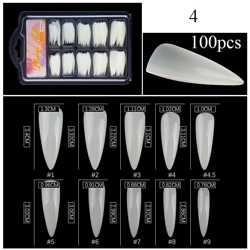 100pcs/box Natural Transparent Seamless Fake Nails Full Coverage False Nails Tips Short T-shaped Full Cover Tips For Nails