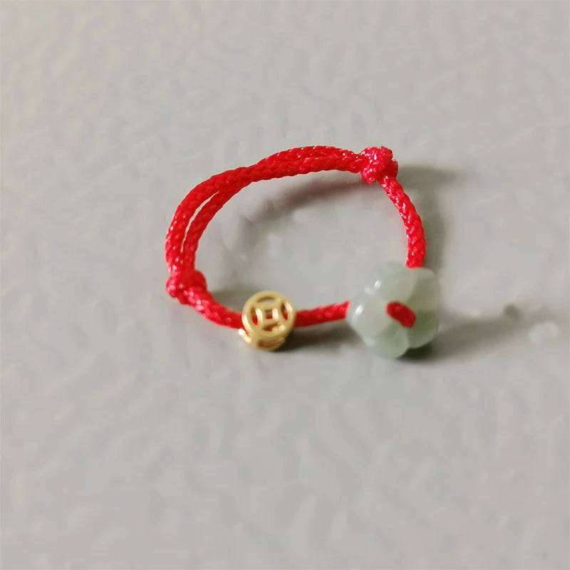 Cute Wine Red/Black Adjustable Woven Rope Ring Lovely Flower Coin Wealth Rings Creative Minimalist Women Finger Rings Jewelry