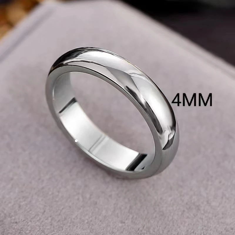 Classic 18K Gold Plated Couple Rings Wedding Engagement Minimalist Simple Smooth Stainless Steel Ring for Women and Men Jewelry