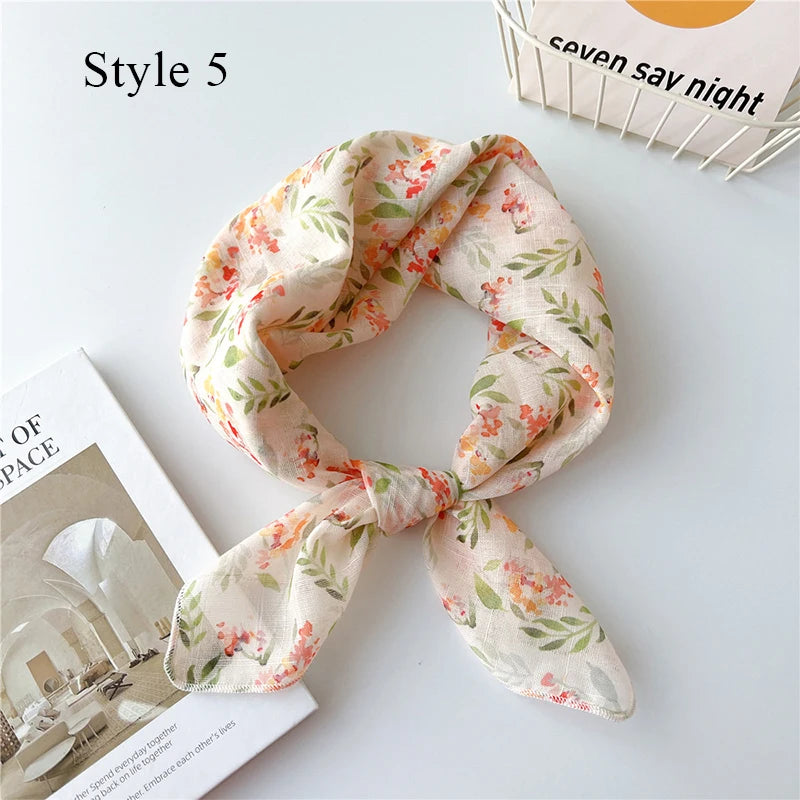 Fashion Cotton Linen Shawl Square Scarf for women sweet Cherry Print Hijabs Ladies Wraps summer sunscreen Bandanas Head scarf