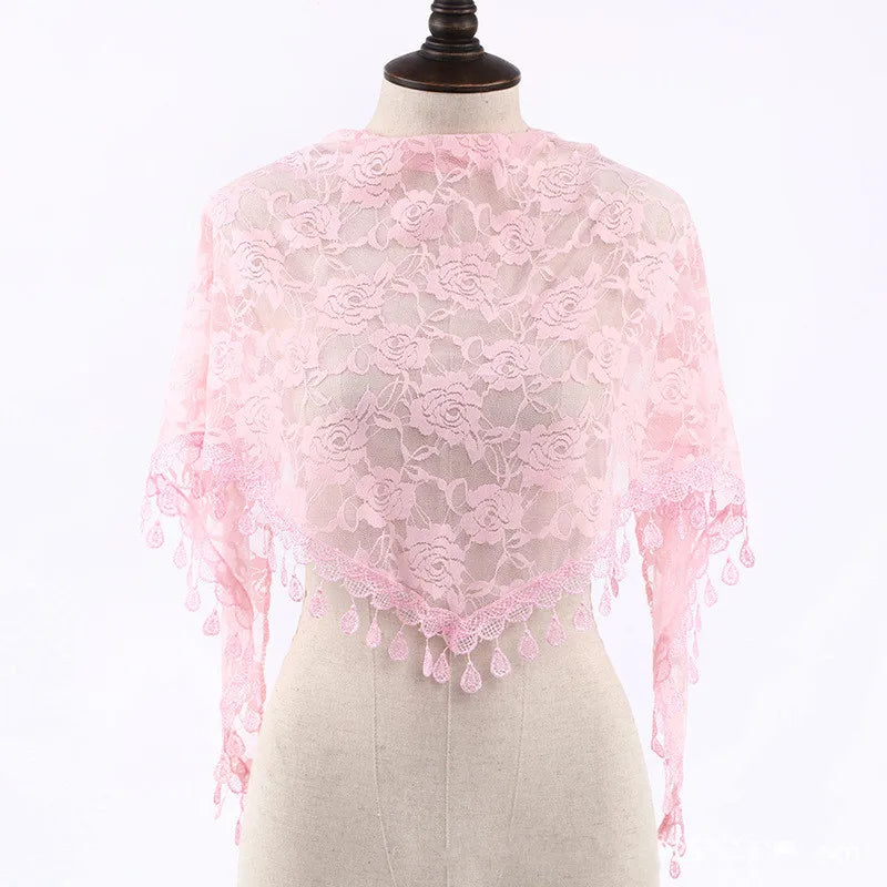 Fashion Church Shawl Lace Veil Scarf Bandana Church Prayer Wedding Mantilla Chapel White Embroidered Hijab Women Scarves