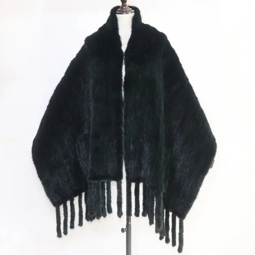 Long Style Women Knitted Real Mink Fur Pashmina Scarves Winter Real Natural Mink Fur Scarf Lady 100% Natural Real Mink Fur Shawl
